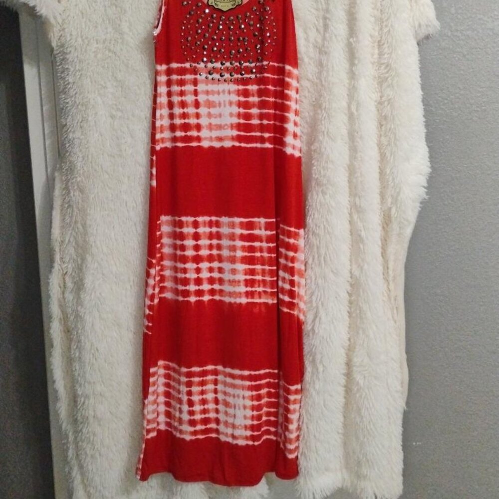 Jessica Taylor Red/White Tie Dye Maxi Beach Size XL NWT - Picture 2 of 9